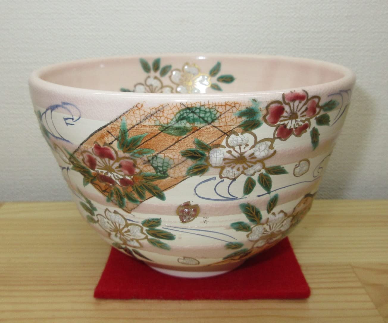 Amazon | 【逢絢亭】茶道具 茶碗 抹茶碗 桃釉 花筏の図 中村与平